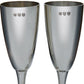 Pair of Polished Pewter Champagne Flutes in a Silk Lined Presentation Box