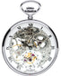 Open Face Skeleton Pocket Watch 17 Jewelled Mechanical Chromed