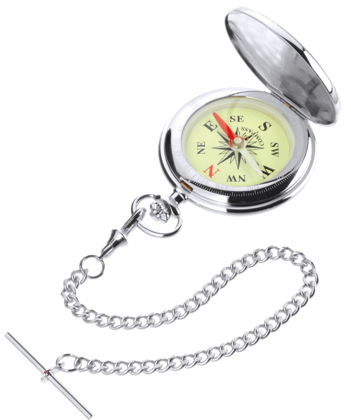 Military Style Pocket Compass Watch Albert Chain Leather