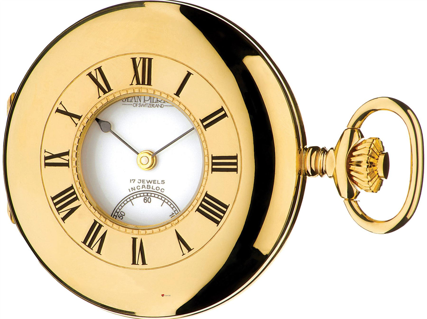 Half Hunter 9ct Gold Polished Pocket Watch 17 Jewel Movement