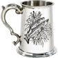 Pewter Tankard 1 Pint Fishing Scenes on Both Sides and Antique Handle