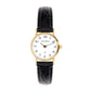 9ct Gold Ladies Wristwatch Standard Numerals Black Leather Strap