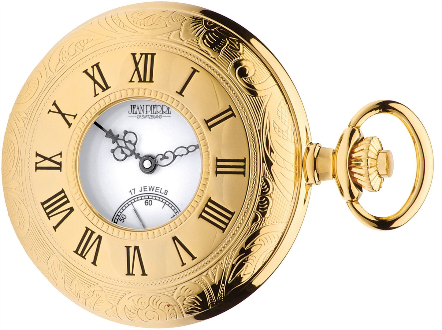 Ornate Half Hunter Gold Plated Pocket Watch 17 Jewel Movement