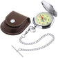 Military Style Pocket Compass Watch Albert Chain Leather