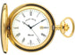 Full Hunter Pocket Watch Gold Plated Date Quartz Movement Albert Chain