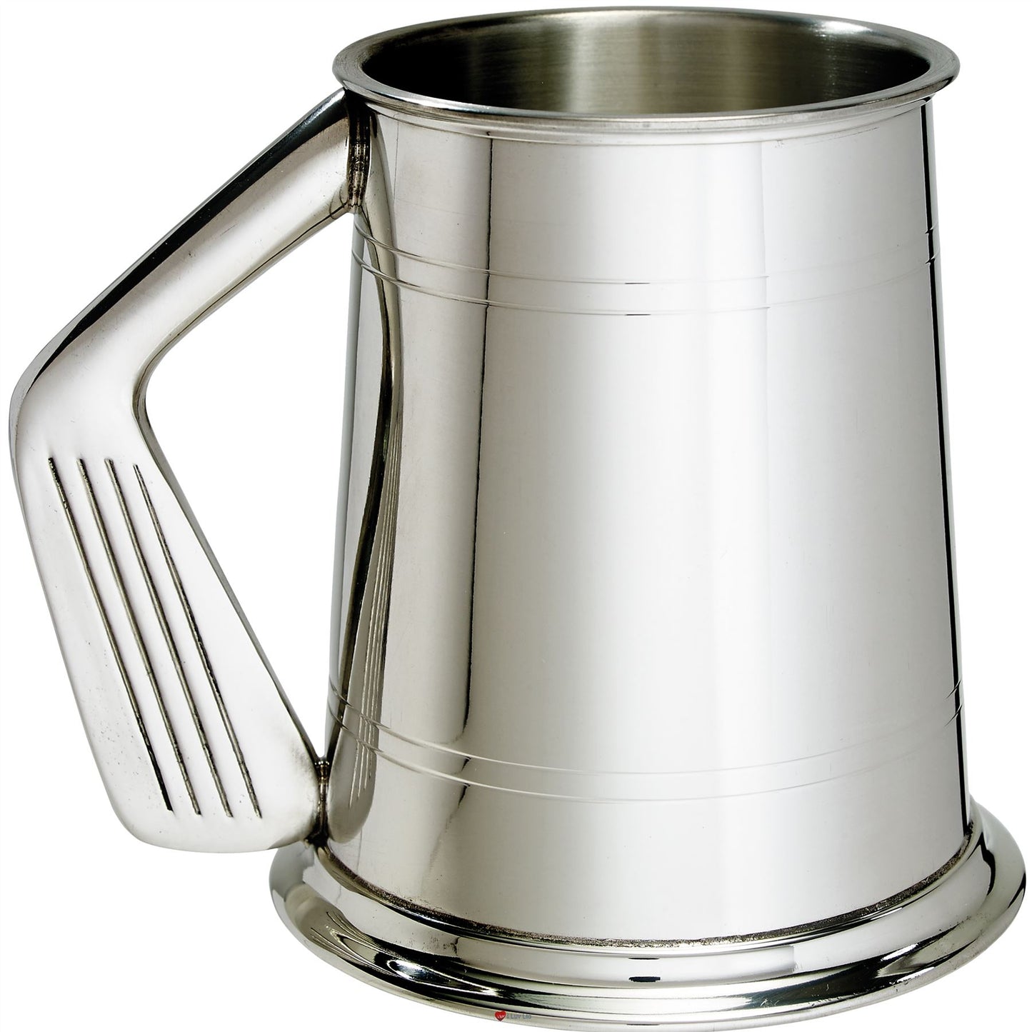 Pewter Tankard 1 Pint Plain Double Lines Golf Club Handle High-Quality Pewter