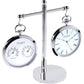 Thermometer and Clock Set in Pocket Watch Style on Double Stand