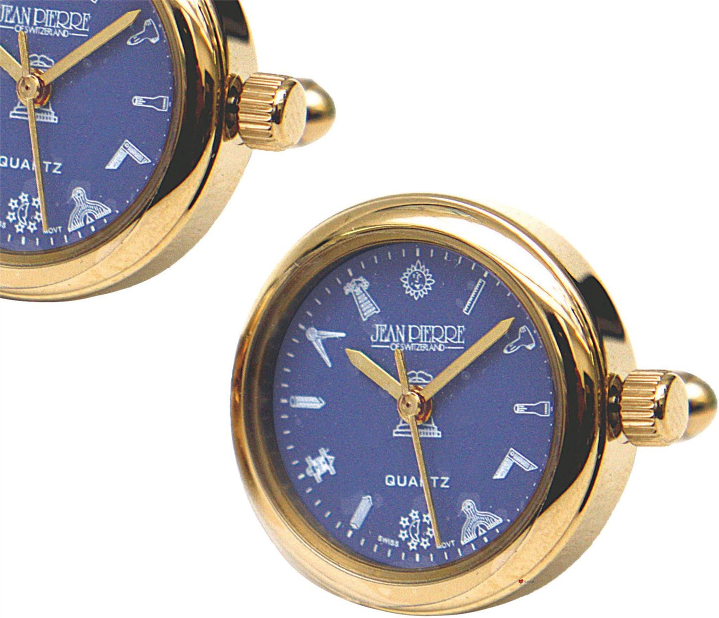 Gents Watch Cufflinks Pair Blue Masonic Dial Gold Plated