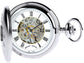 Skeleton Half Hunter Pocket Watch Chromed Plain Back 17 Jewel Mechanical