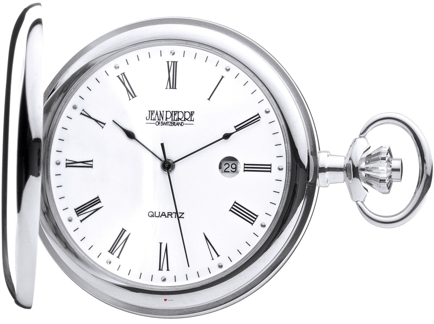 Polished Chrome Pocket Watch Calendar and Swiss Quartz Movement