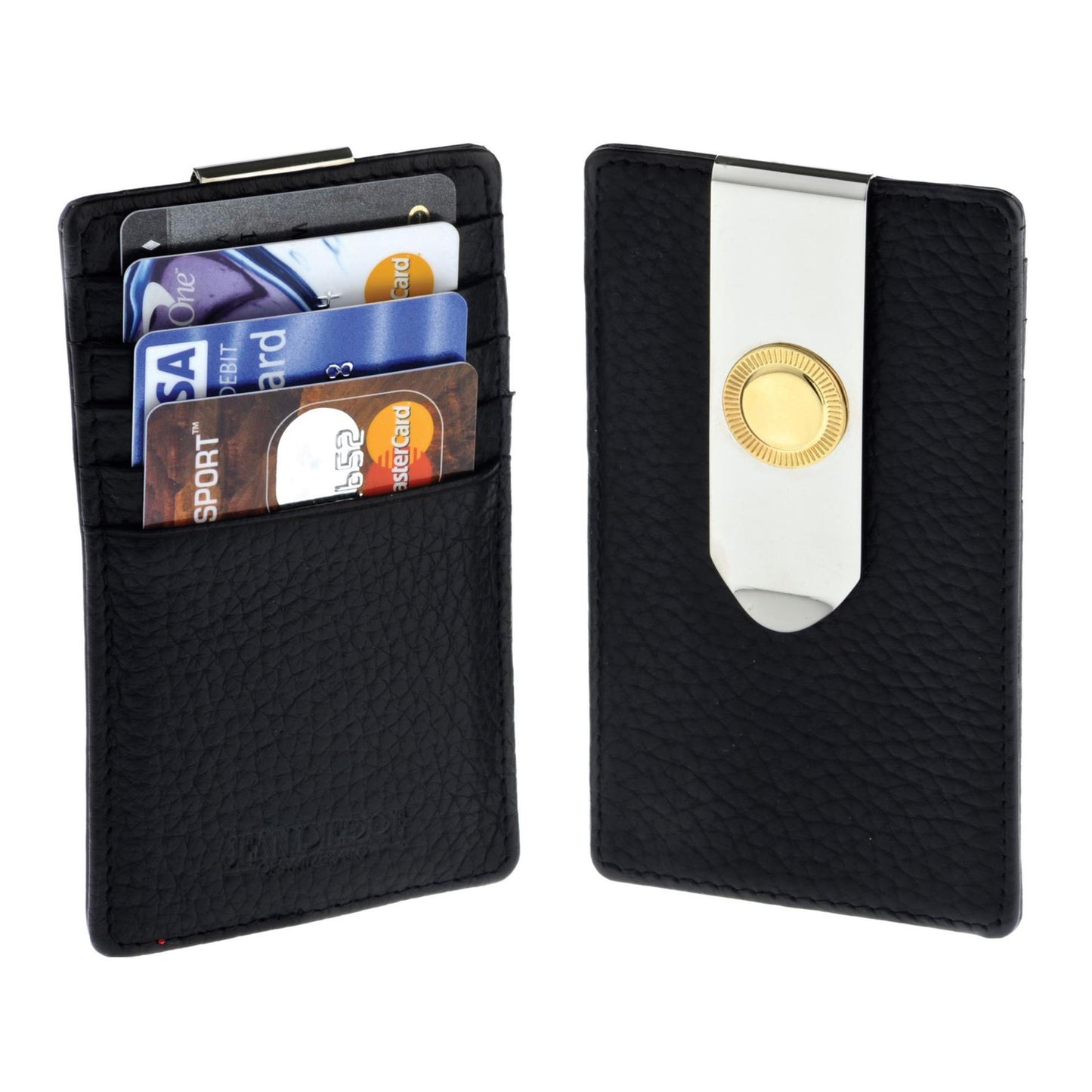 Weekend Wallet Card Holder and Money Clip Black Leather