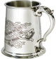 1 Pint Pewter Tankard with Celtic Birds Design Scroll Handle