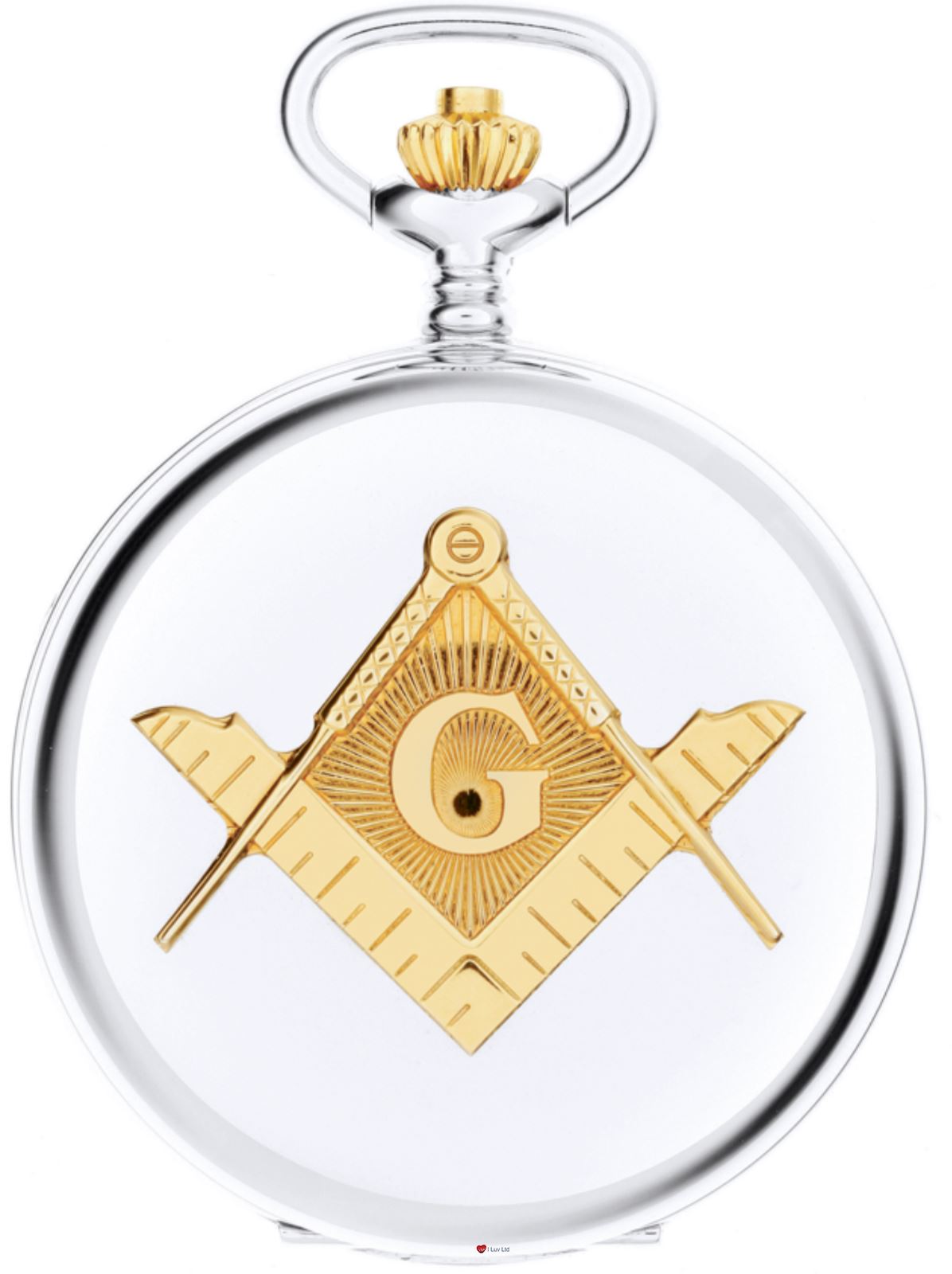 Full Hunter Masonic Pocket Watch Two Tone Compasses and Square