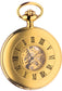 Skeleton Half Hunter Pocket Watch Gold Plated Plain Back 17 Jewel Movement