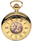 Half Hunter Skeleton Pocket Watch Gold Plated Polished Back 17 Jewel Movement