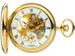 Half Hunter Skeleton Pocket Watch 17 Jewelled Mechanical Gold Plated