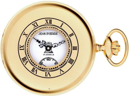 Half Hunter Masonic Pocket Watch Gold Plated Masonic Dial and Albert Chain