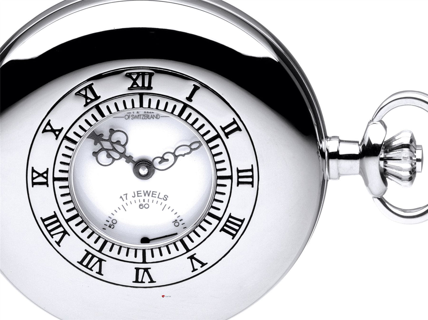 Polished Half Hunter Pocket Watch 17 Jewel Mechanical Chrome