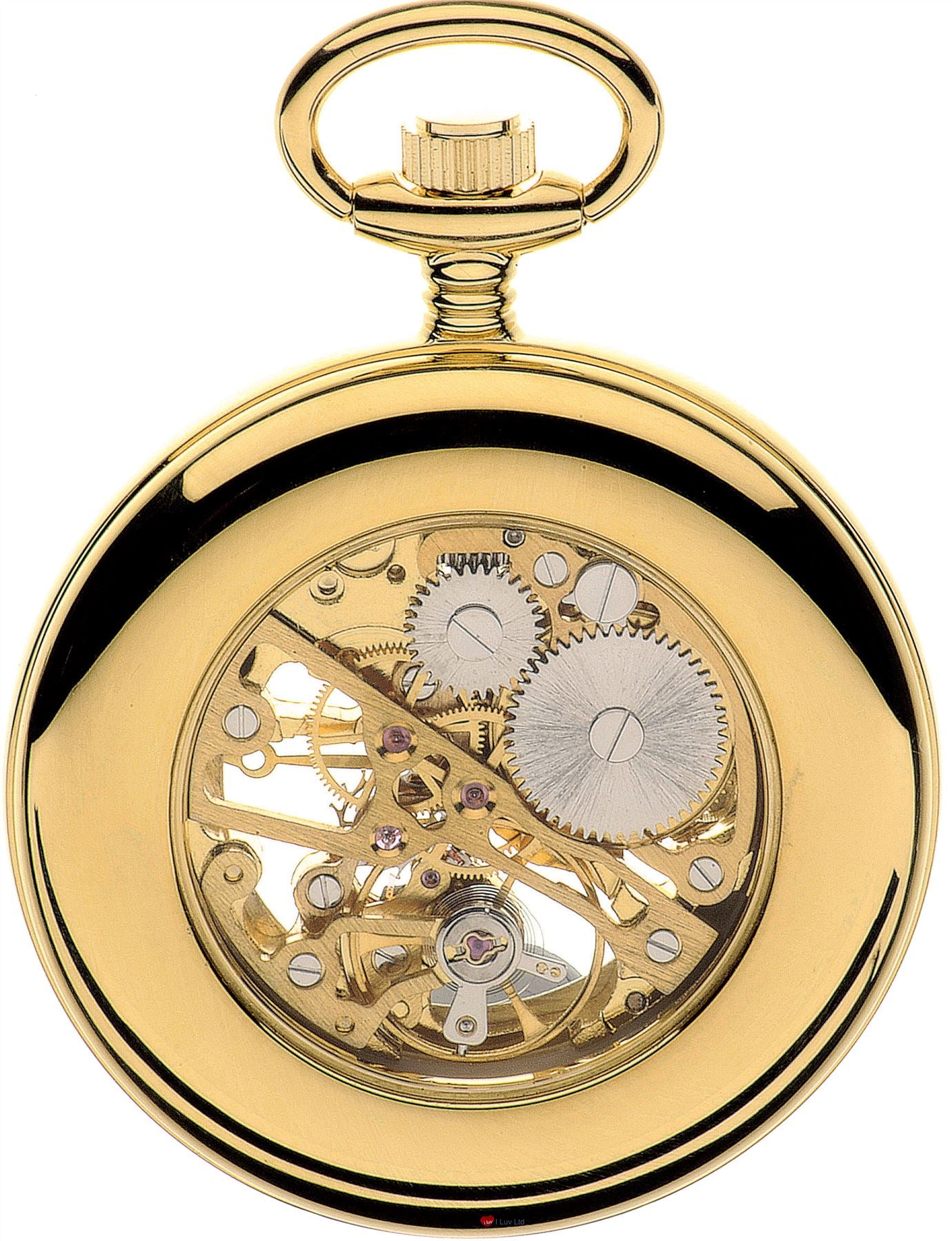 Skeleton Open Face Pocket Watch Gold Plated and Roman Numerals 17 Jewel