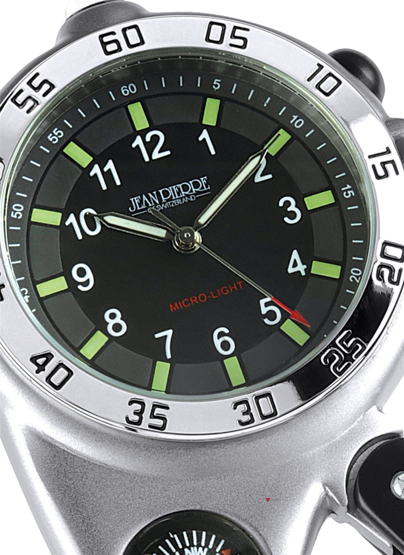 Silver Adventure Watch Multifunction Compass Flashlight Magnifying Glass Clip