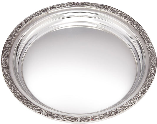 Round Pewter Tray Salver 170mm Wide With Celtic Trimming Ideal for Engraving