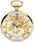 Open Face Skeleton Pocket Watch 17 Jewelled Mechanical Gold Plated