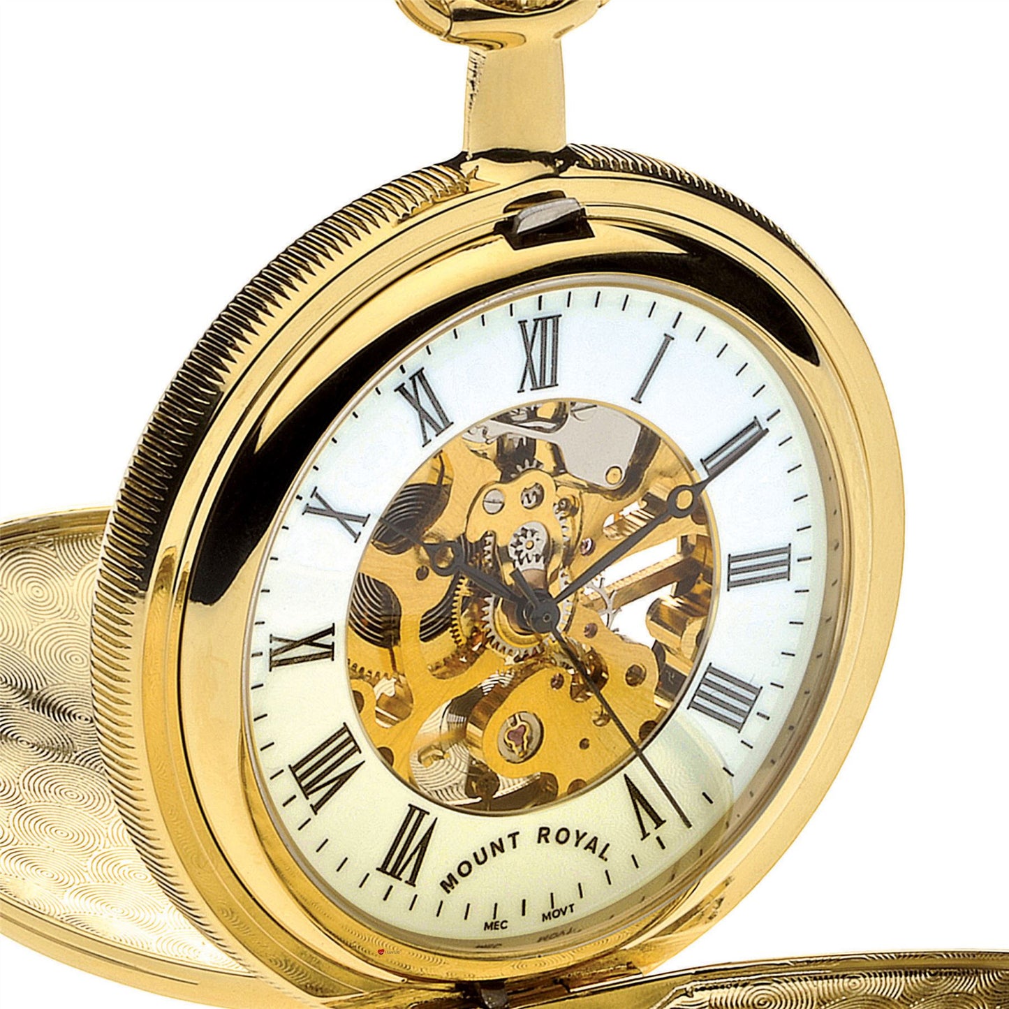 Skeleton Full Double Hunter Pocket Watch Gold Plated Ornate 17 Jewel Movement