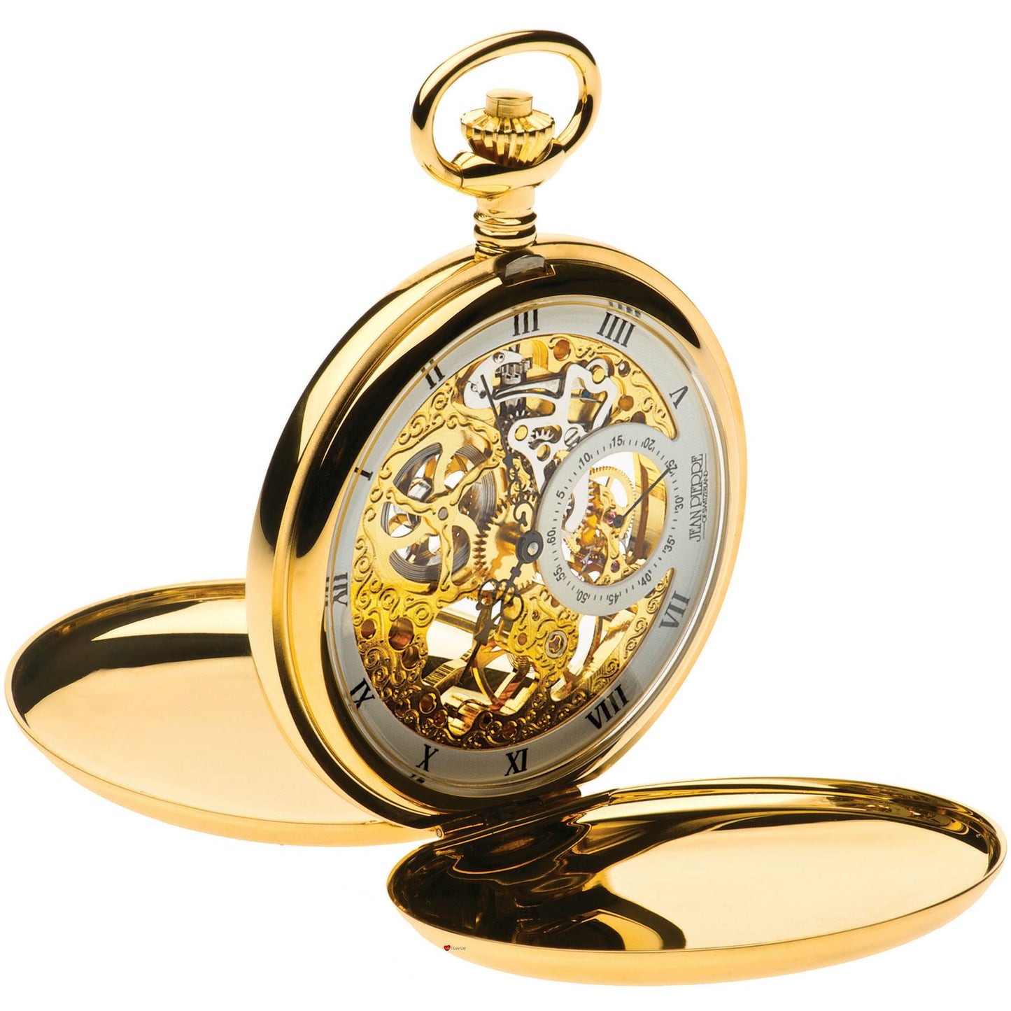 Full Double Hunter Skeleton Pocket Watch 17 Jewelled Mechanical Gold Plated