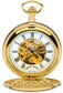 Skeleton Full Double Hunter Pocket Watch Gold Plated Polished 17 Jewel