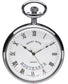 Pocket Watch Open Face Calendar Chrome Plated Quartz Movement Chain