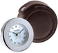 Silver Plated Round Travel Alarm Clock Leather