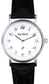 Sterling Silver Ladies Wristwatch Standard Numerals Black Leather Strap