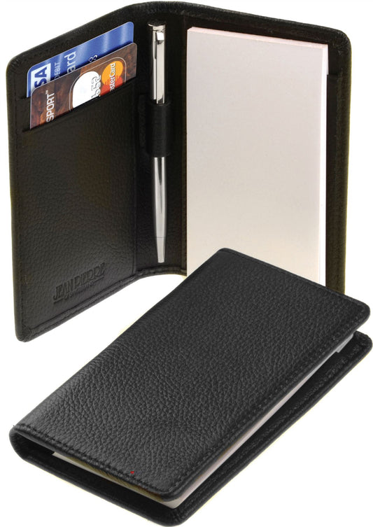 Notepad Holder Black Leather Card Wallet Pad and Pen