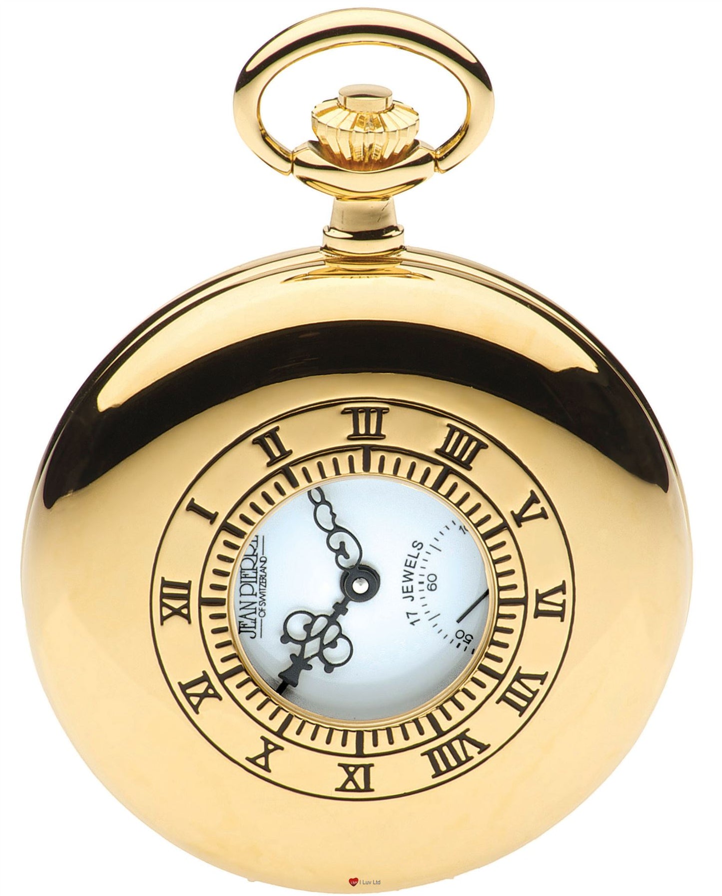 Polished Half Hunter Gold Plated Pocket Watch 17 Jewel Movement