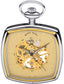 Skeleton Pocket Watch Open Face Two Tone Squared 17 Jewel