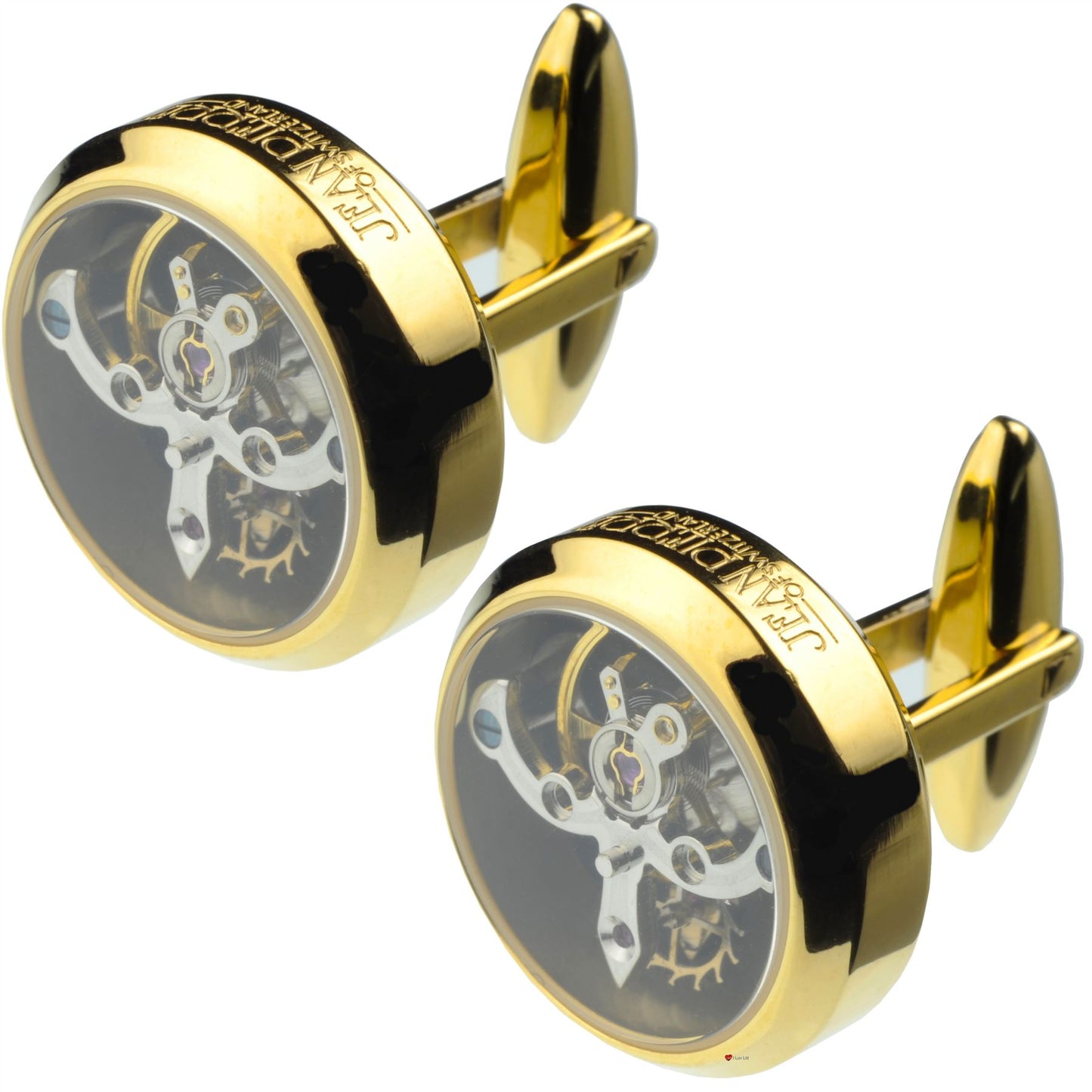 Tourbillon Watch Cufflinks Skeleton Style Visible Workings Gold Plated