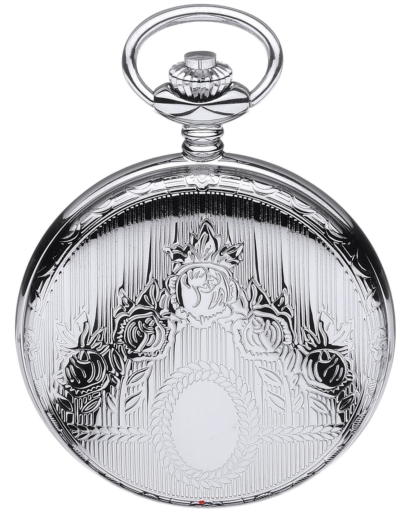 Ornate Hunter Pocket Watch Chrome Roman Numerals Date Quartz Movement