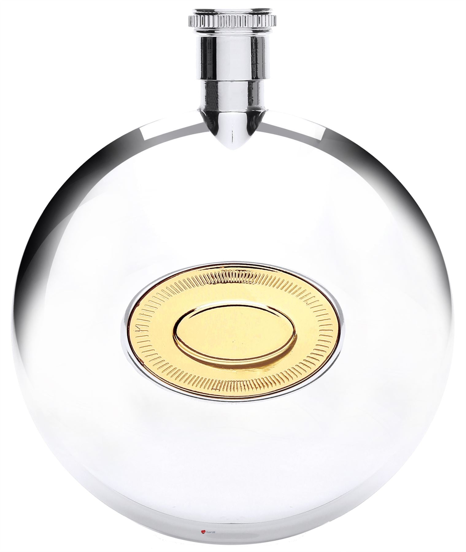 4oz Stainless Steel Hip Flask Gold Plate for Pocket or Sporran