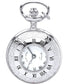 Classic Pendant Fob Watch Half Hunter Ornate Chrome Roman Numerals Quartz