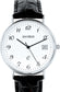 Sterling Silver Gents Wristwatch Standard Numerals Date Black Leather Strap