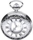 Pocket Watch Ornate Half Hunter 17 Jewel Mechanical Chrome