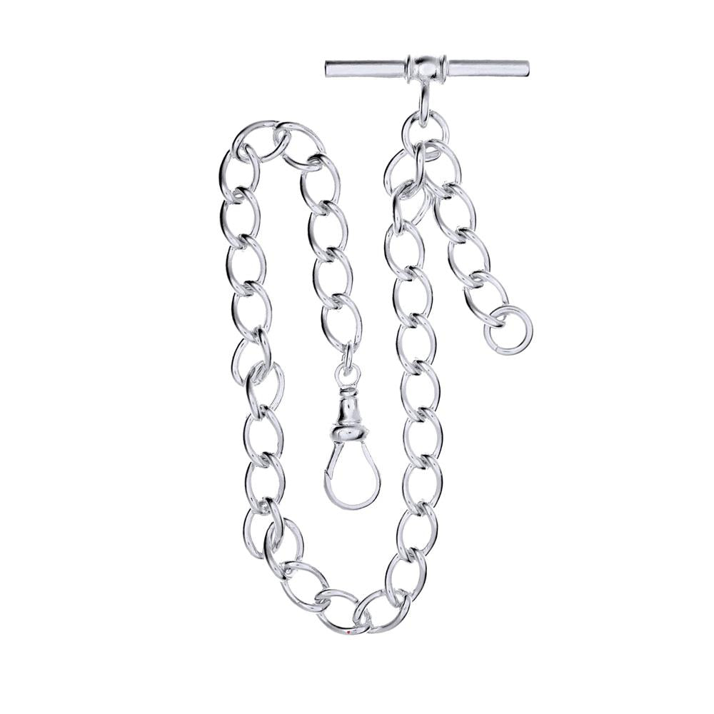 Single Albert Chain for Pocket Watch Large Link Sterling Silver Gents