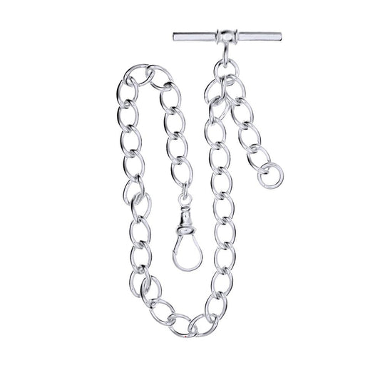 Single Albert Chain for Pocket Watch Large Link Sterling Silver Gents