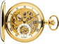 Full Double Hunter Skeleton Pocket Watch 17 Jewelled Mechanical Gold Plated