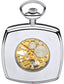 Skeleton Pocket Watch Open Face Two Tone Squared 17 Jewel