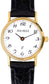 9ct Gold Ladies Wristwatch Standard Numerals Black Leather Strap