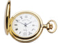 Masonic Pocket Watch Half Hunter Gold Plated Date Quartz Movement Chain