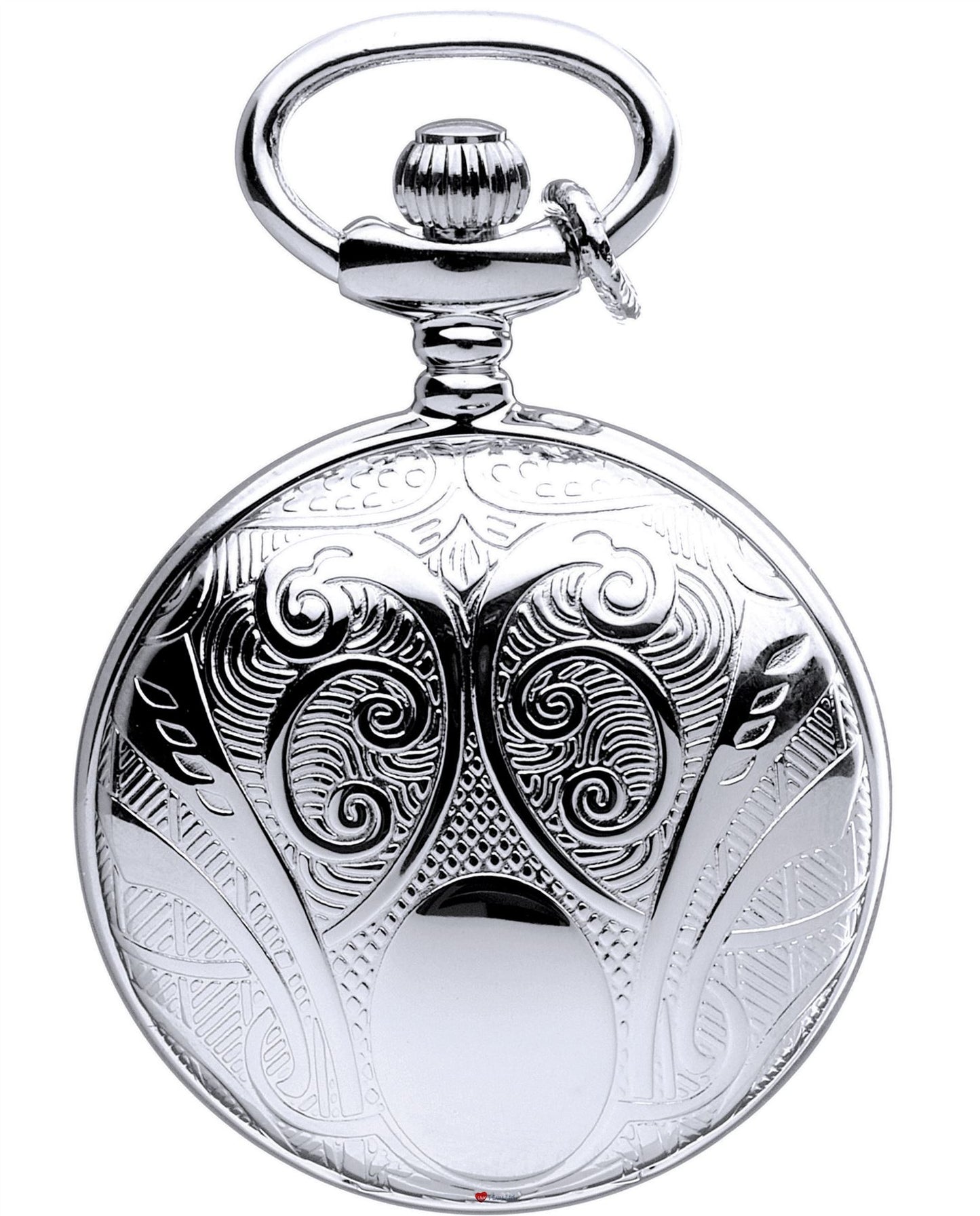 Classic Pendant Fob Watch Full Hunter Ornate Chrome Roman Numerals Quartz