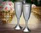 Pair of Polished Pewter Champagne Flutes in a Silk Lined Presentation Box