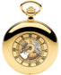 Half Hunter Skeleton Pocket Watch 17 Jewelled Mechanical Gold Plated